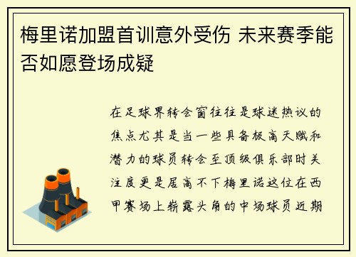 梅里诺加盟首训意外受伤 未来赛季能否如愿登场成疑